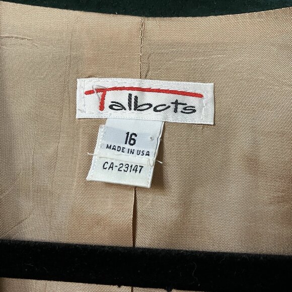 Vintage Talbots Wool Blazer Womens Houndstooth Suede Collar 80s 90s Classic - Picture 2 of 11